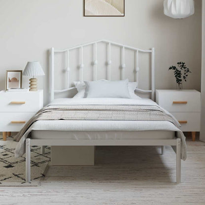 vidaXL Metal Bed Frame without Mattress with Headboard White 100x190cm