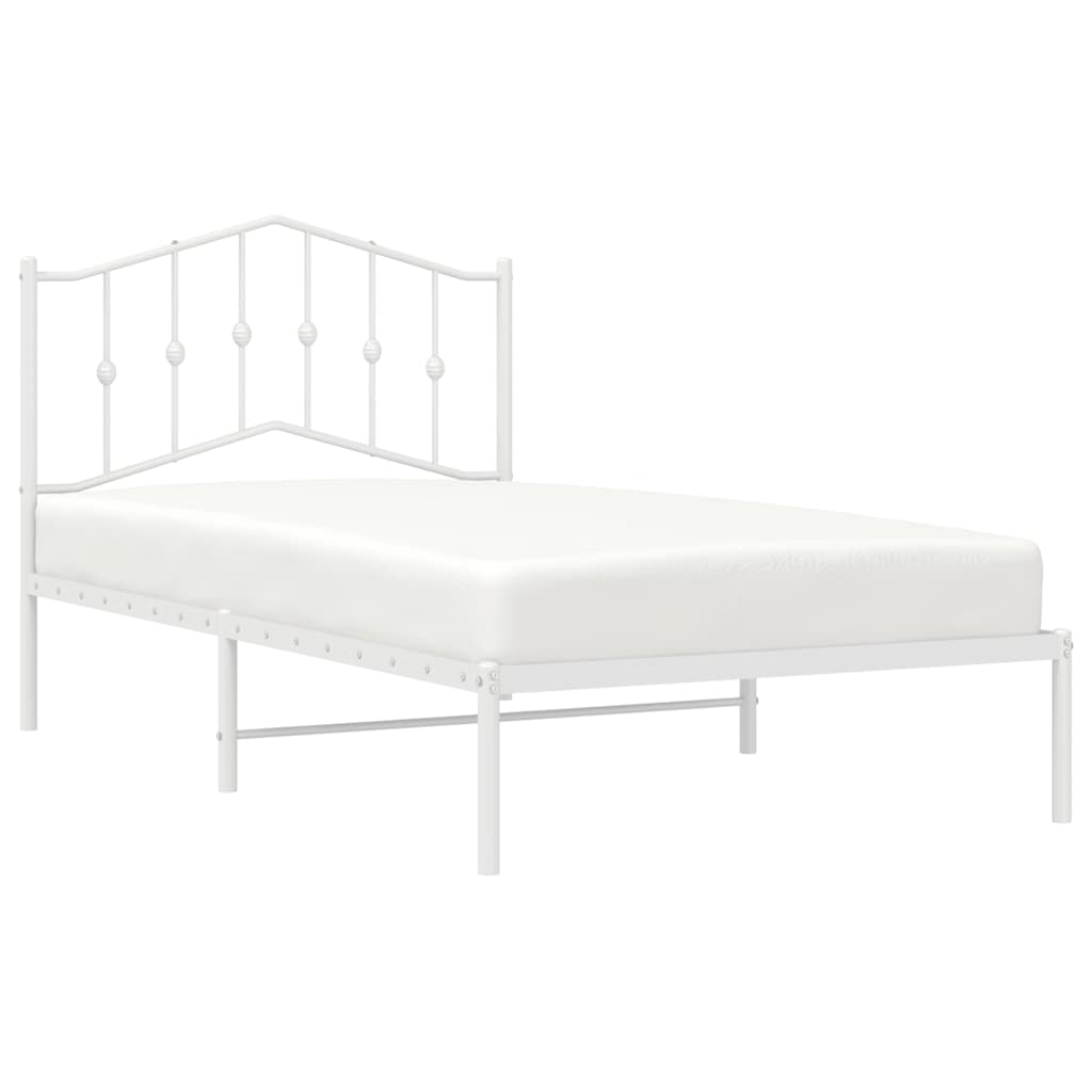 vidaXL Metal Bed Frame without Mattress with Headboard White 100x190cm