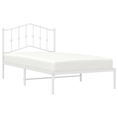 vidaXL Metal Bed Frame without Mattress with Headboard White 100x190cm