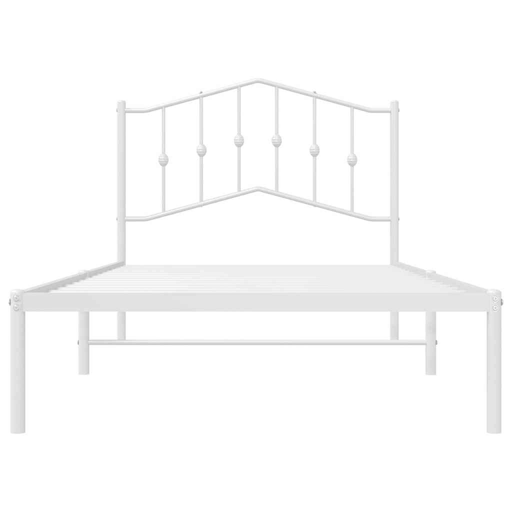 vidaXL Metal Bed Frame without Mattress with Headboard White 100x190cm