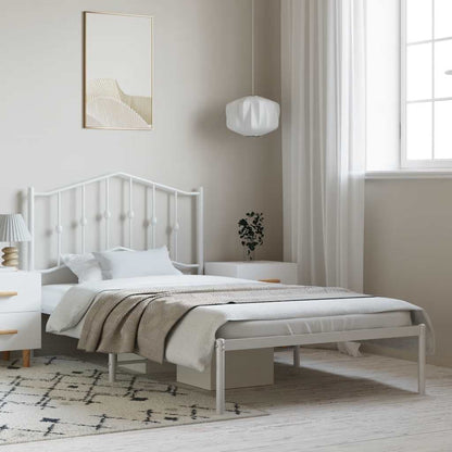 vidaXL Metal Bed Frame without Mattress with Headboard White 100x190cm