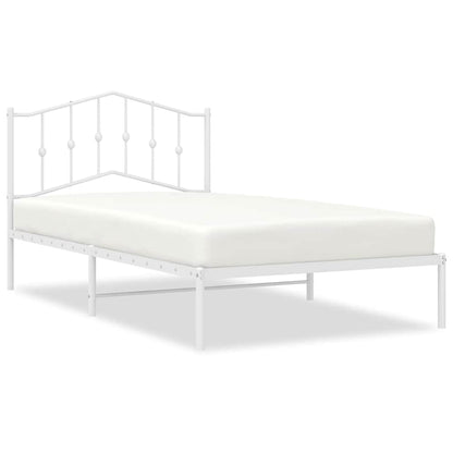 vidaXL Bed Frame | White | Powder-Coated Steel | Single | Bed Frame