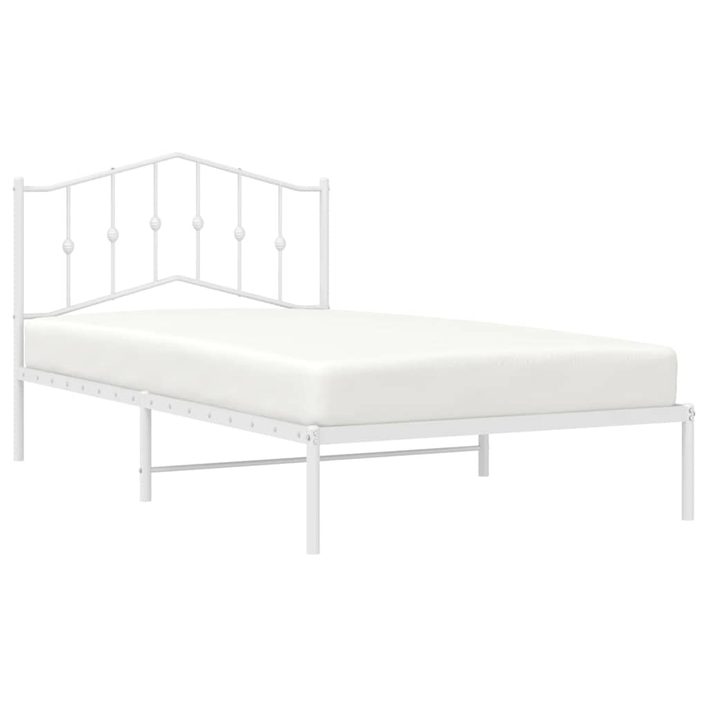 vidaXL Bed Frame | White | Powder-Coated Steel | Single | Bed Frame