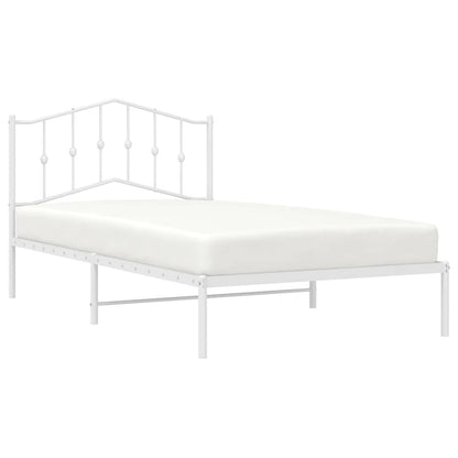 vidaXL Bed Frame | White | Powder-Coated Steel | Single | Bed Frame