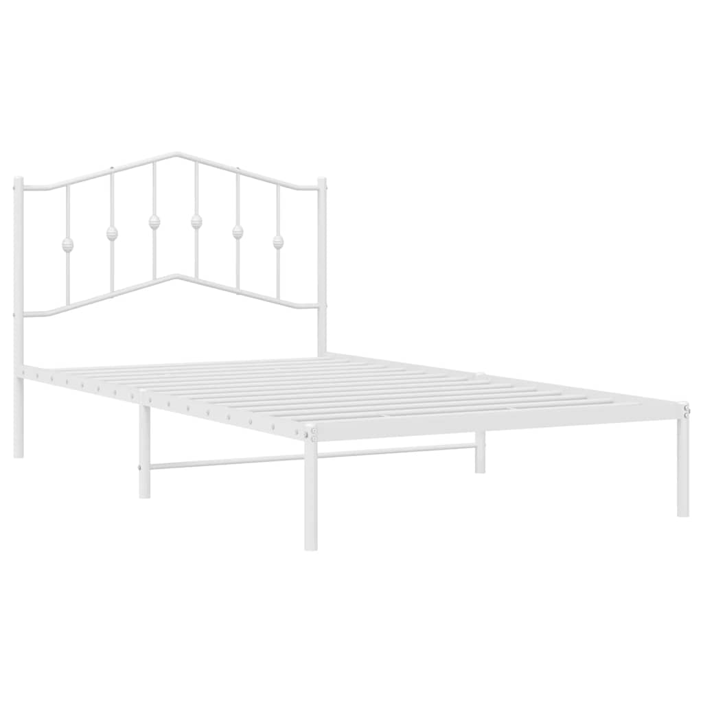 vidaXL Bed Frame | White | Powder-Coated Steel | Single | Bed Frame