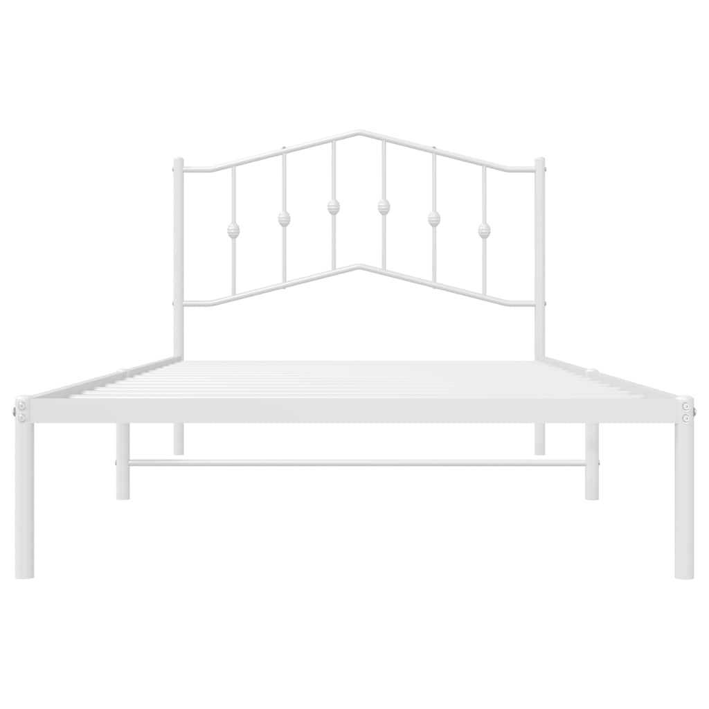 vidaXL Bed Frame | White | Powder-Coated Steel | Single | Bed Frame