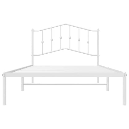 vidaXL Bed Frame | White | Powder-Coated Steel | Single | Bed Frame
