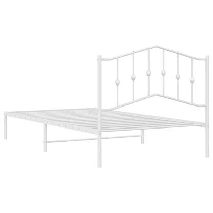 vidaXL Bed Frame | White | Powder-Coated Steel | Single | Bed Frame