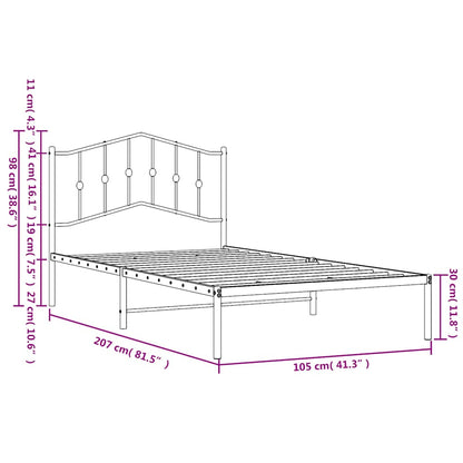 vidaXL Bed Frame | White | Powder-Coated Steel | Single | Bed Frame