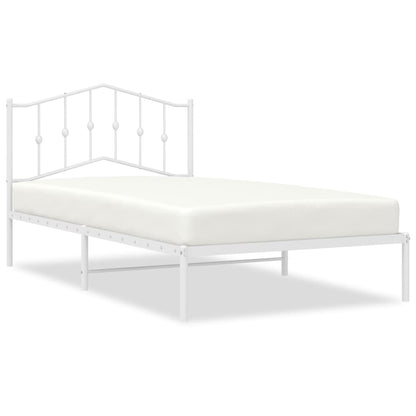 vidaXL Bed Frame | White | Steel | Single | Bed Frame | Rectangular | Modern