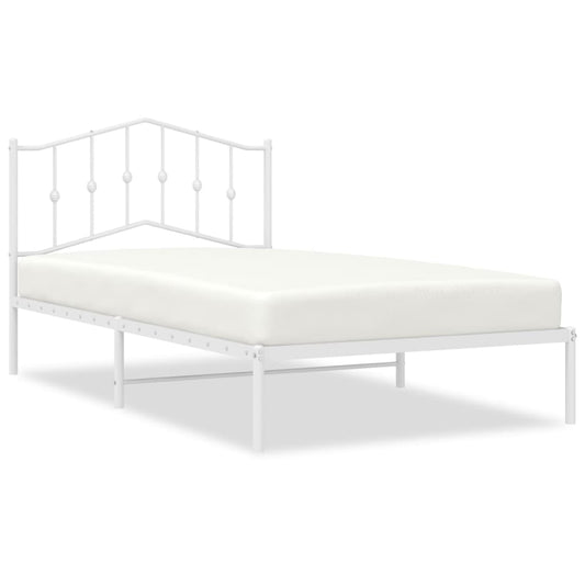 vidaXL Bed Frame | White | Steel | Single | Bed Frame | Rectangular | Modern