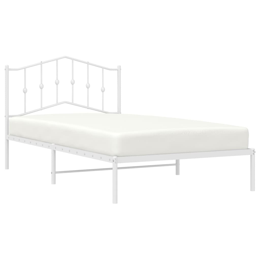 vidaXL Bed Frame | White | Steel | Single | Bed Frame | Rectangular | Modern