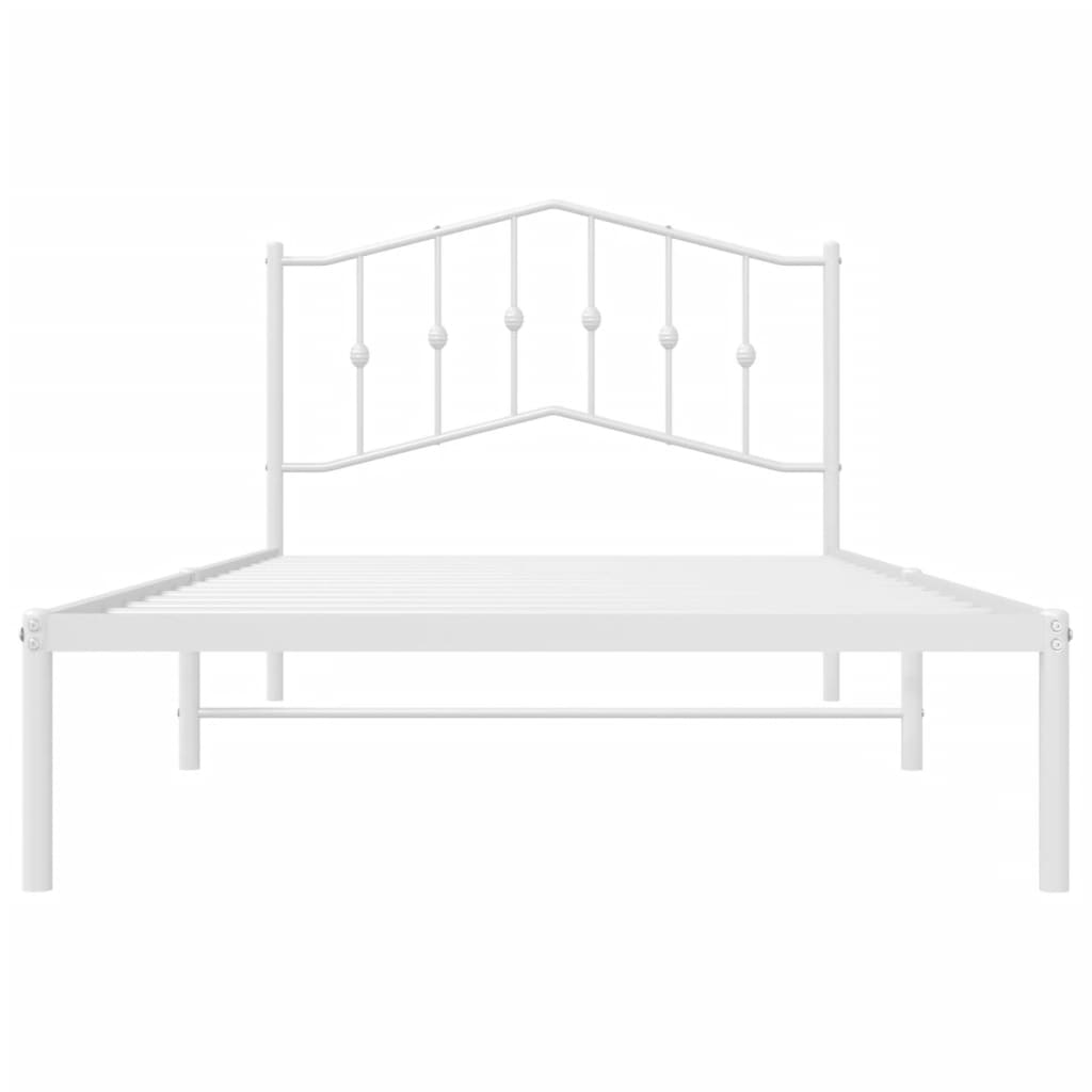 vidaXL Bed Frame | White | Steel | Single | Bed Frame | Rectangular | Modern