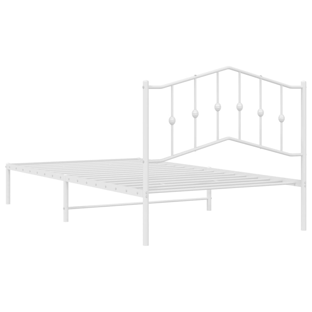 vidaXL Bed Frame | White | Steel | Single | Bed Frame | Rectangular | Modern