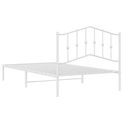 vidaXL Bed Frame | White | Steel | Single | Bed Frame | Rectangular | Modern