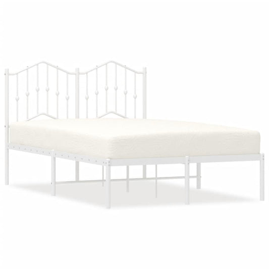 vidaXL Metal Bed Frame without Mattress with Headboard White 120x190cm