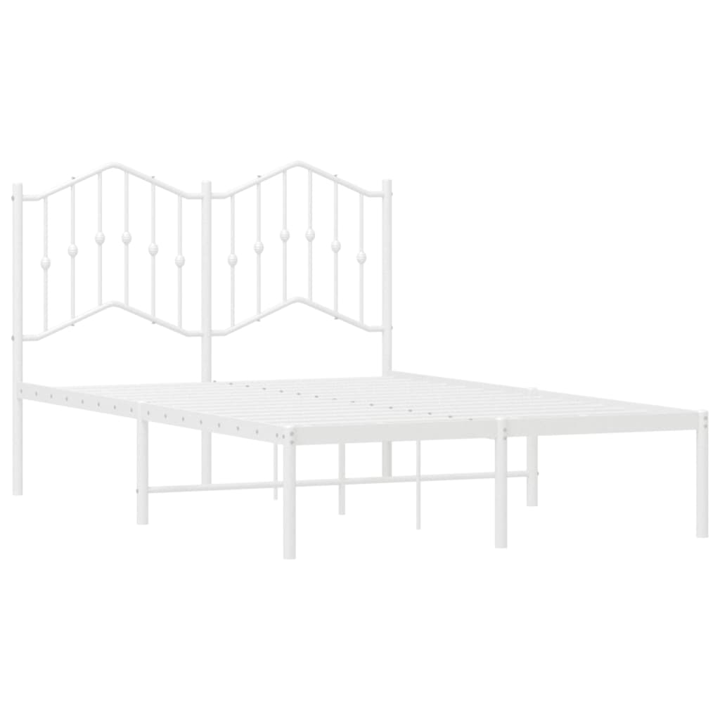 vidaXL Metal Bed Frame without Mattress with Headboard White 120x200cm