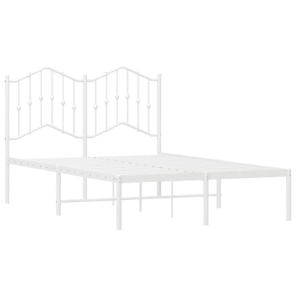 vidaXL Metal Bed Frame without Mattress with Headboard White 120x200cm