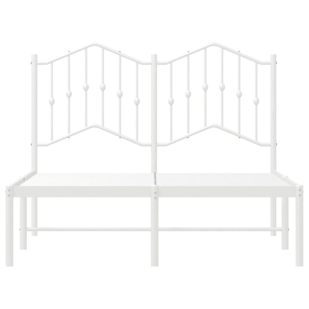 vidaXL Metal Bed Frame without Mattress with Headboard White 120x200cm