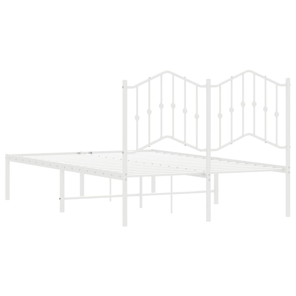 vidaXL Metal Bed Frame without Mattress with Headboard White 120x200cm