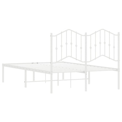 vidaXL Metal Bed Frame without Mattress with Headboard White 120x200cm