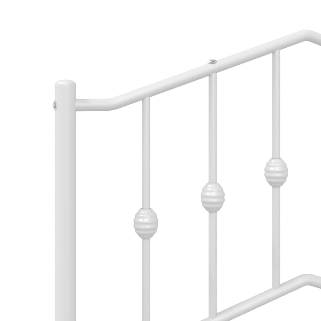 vidaXL Metal Bed Frame without Mattress with Headboard White 120x200cm