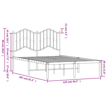 vidaXL Metal Bed Frame without Mattress with Headboard White 120x200cm