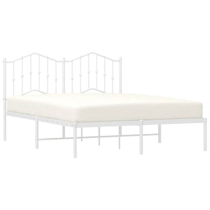 vidaXL Metal Bed Frame without Mattress with Headboard White 135x190cm