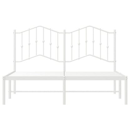 vidaXL Metal Bed Frame without Mattress with Headboard White 135x190cm