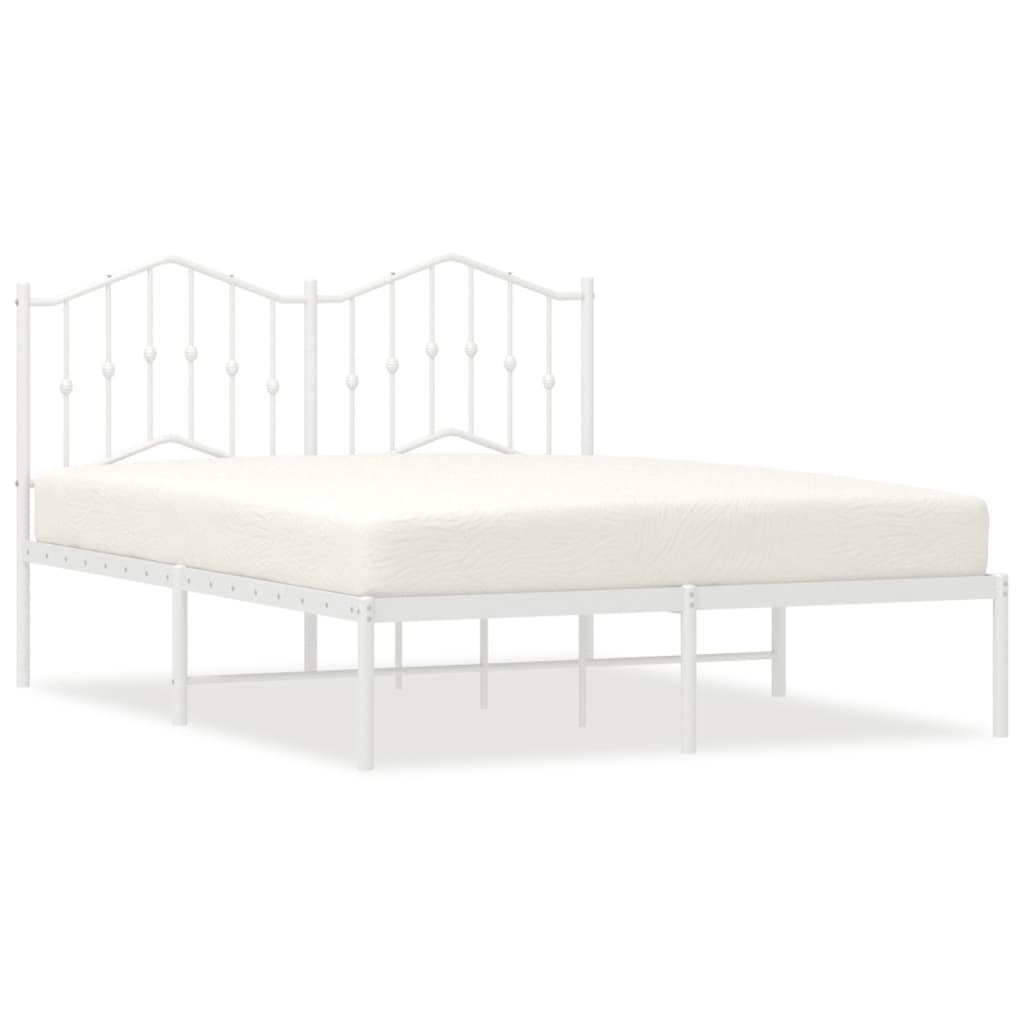 vidaXL Bed Frame | White | Powder-Coated Steel | Double | Bed Frame