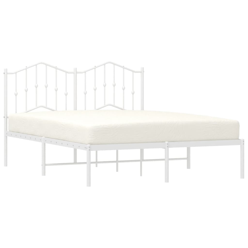 vidaXL Bed Frame | White | Powder-Coated Steel | Double | Bed Frame