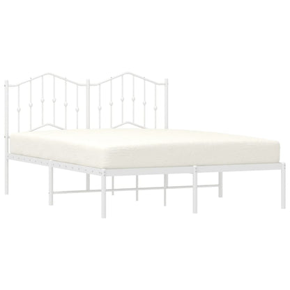 vidaXL Bed Frame | White | Powder-Coated Steel | Double | Bed Frame