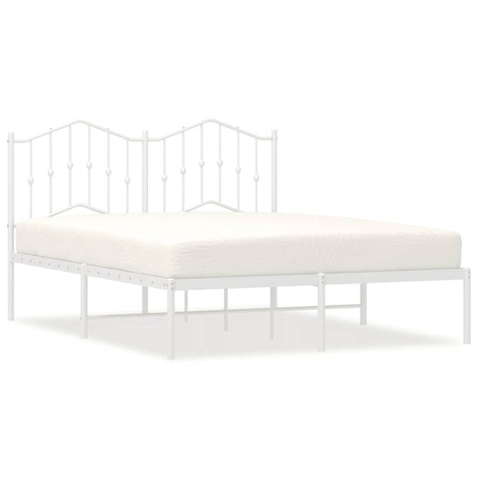 vidaXL Metal Bed Frame without Mattress with Headboard White 150x200cm