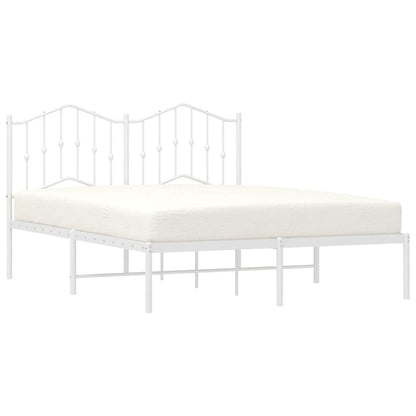 vidaXL Metal Bed Frame without Mattress with Headboard White 150x200cm