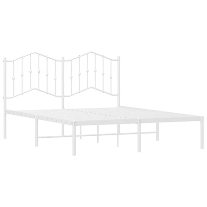 vidaXL Metal Bed Frame without Mattress with Headboard White 150x200cm