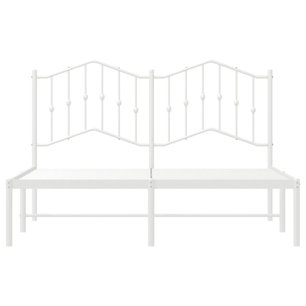 vidaXL Metal Bed Frame without Mattress with Headboard White 150x200cm
