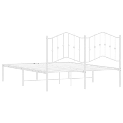 vidaXL Metal Bed Frame without Mattress with Headboard White 150x200cm