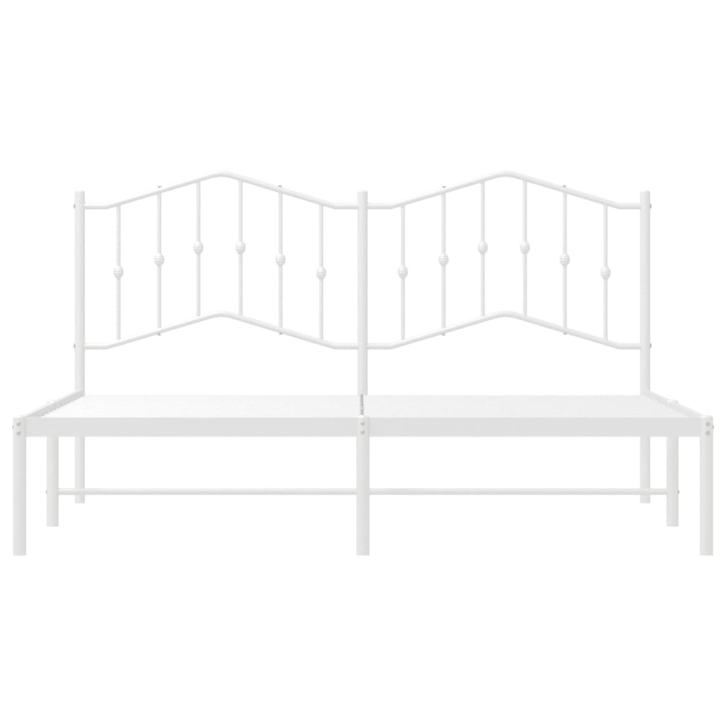 vidaXL Metal Bed Frame without Mattress with Headboard White 160x200cm