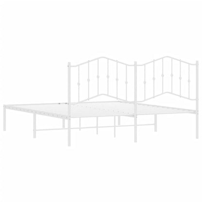 vidaXL Metal Bed Frame without Mattress with Headboard White 160x200cm