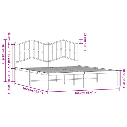 vidaXL Metal Bed Frame without Mattress with Headboard White 160x200cm