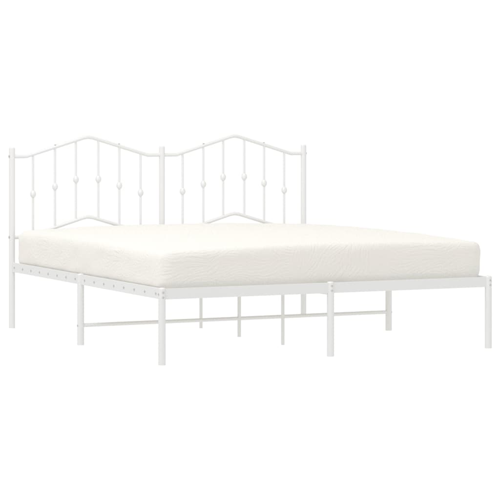 vidaXL Metal Bed Frame without Mattress with Headboard White 180x200cm