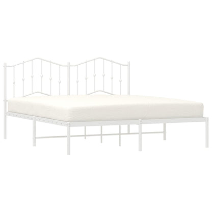 vidaXL Metal Bed Frame without Mattress with Headboard White 180x200cm