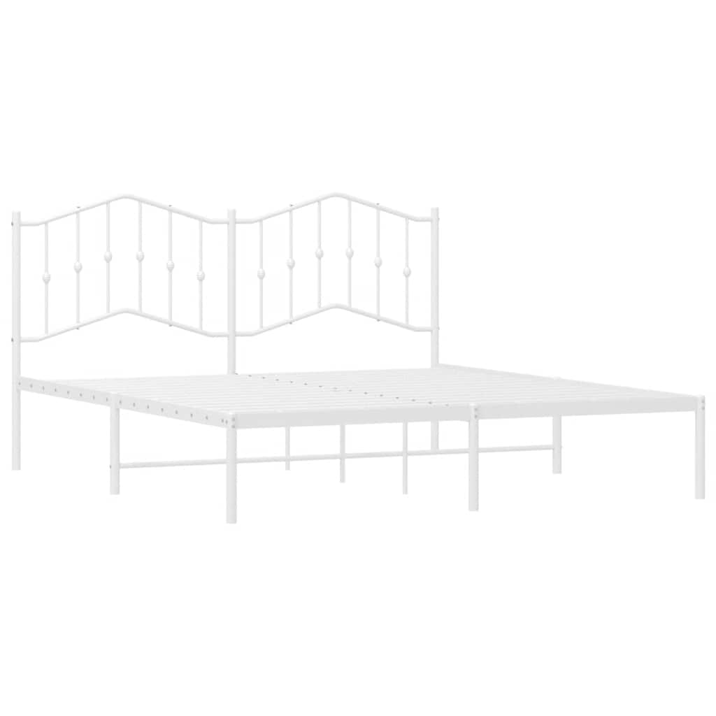 vidaXL Metal Bed Frame without Mattress with Headboard White 180x200cm
