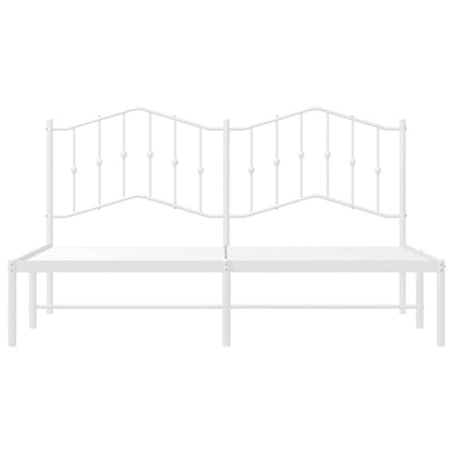 vidaXL Metal Bed Frame without Mattress with Headboard White 180x200cm