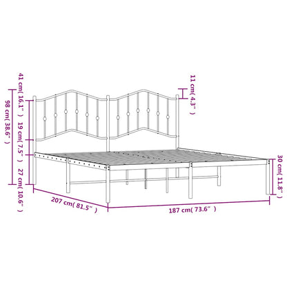 vidaXL Metal Bed Frame without Mattress with Headboard White 180x200cm