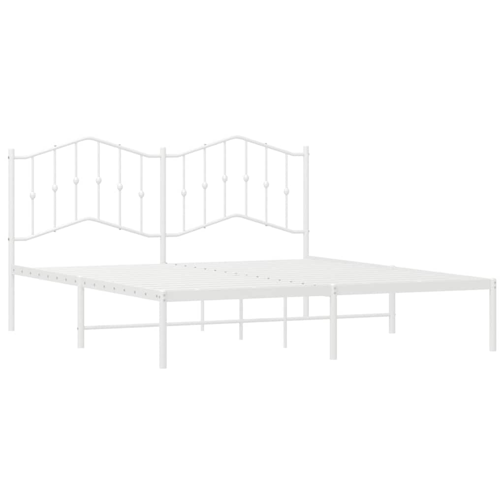 vidaXL Metal Bed Frame without Mattress with Headboard White 183x213cm