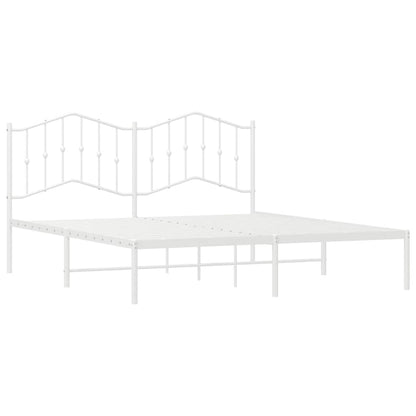 vidaXL Metal Bed Frame without Mattress with Headboard White 183x213cm