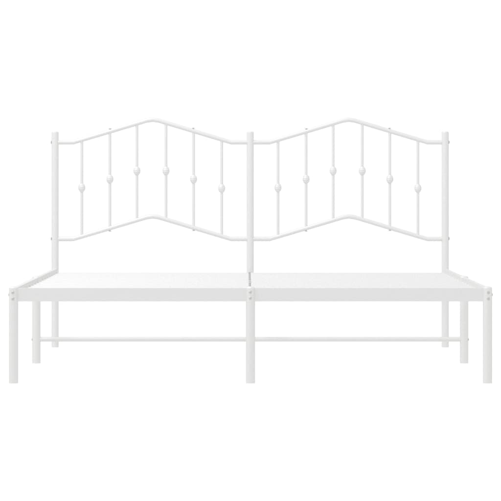 vidaXL Metal Bed Frame without Mattress with Headboard White 183x213cm