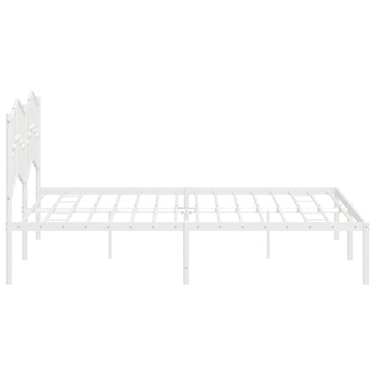 vidaXL Metal Bed Frame without Mattress with Headboard White 183x213cm