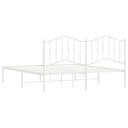 vidaXL Metal Bed Frame without Mattress with Headboard White 183x213cm